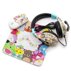 Squishmallows Tech Bundle 3 Piece Set Wireless Mouse Foldable Headset Mousepad